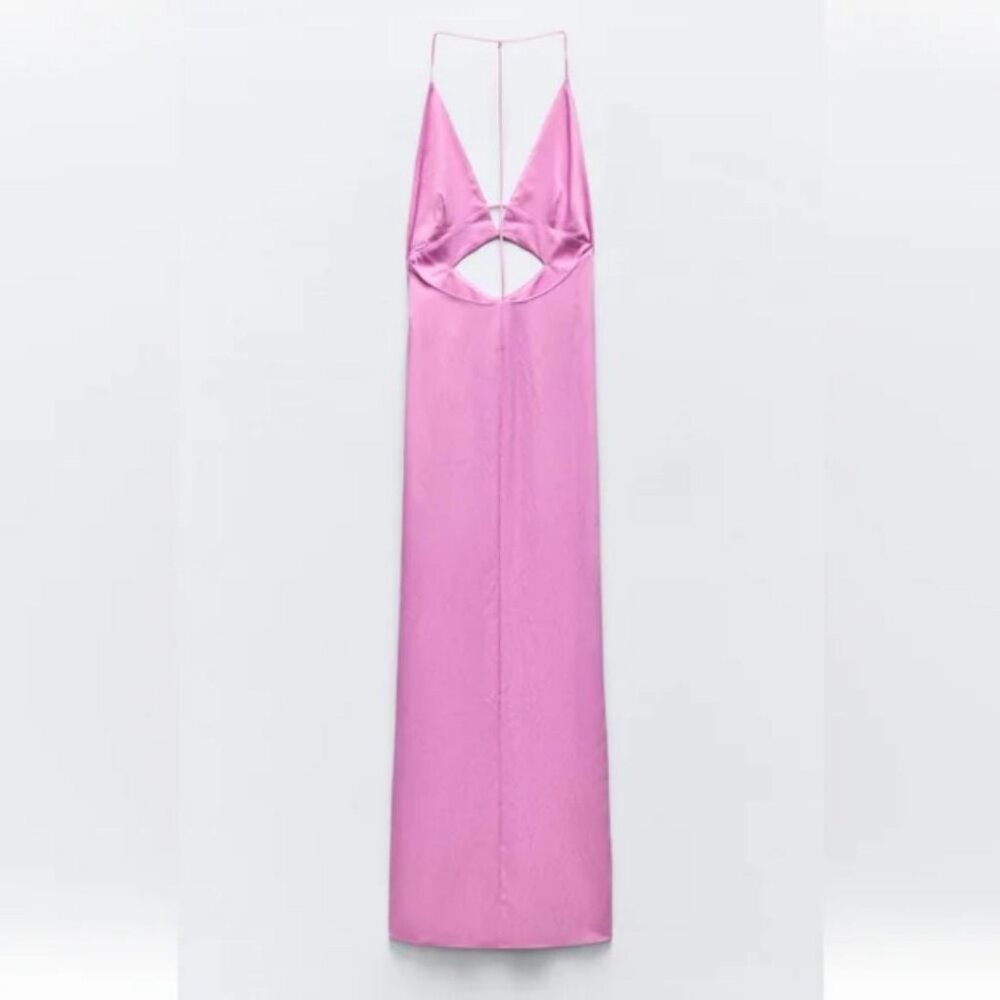 ZARA SATIN EFFECT CUT OUT DRESS - Picture 7 of 8